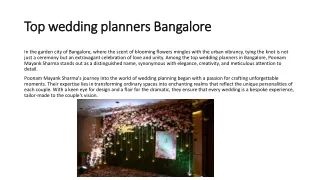 Top wedding planners Bangalore