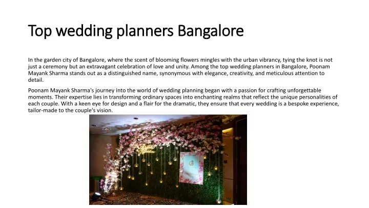 t op wedding planners bangalore