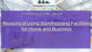 Warehousing Facilities for Home and Business  in Jordan