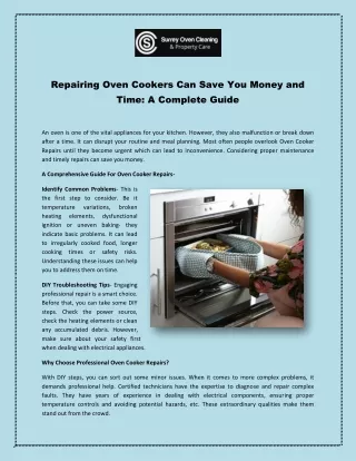 repairing oven cookers can save you money