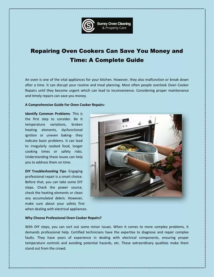 repairing oven cookers can save you money