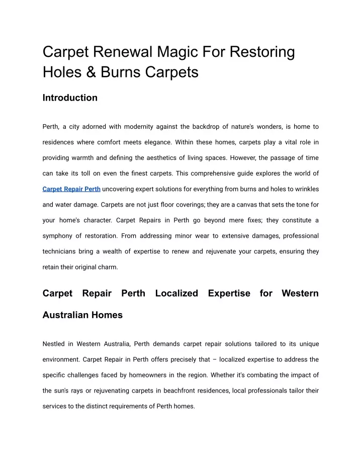 carpet renewal magic for restoring holes burns