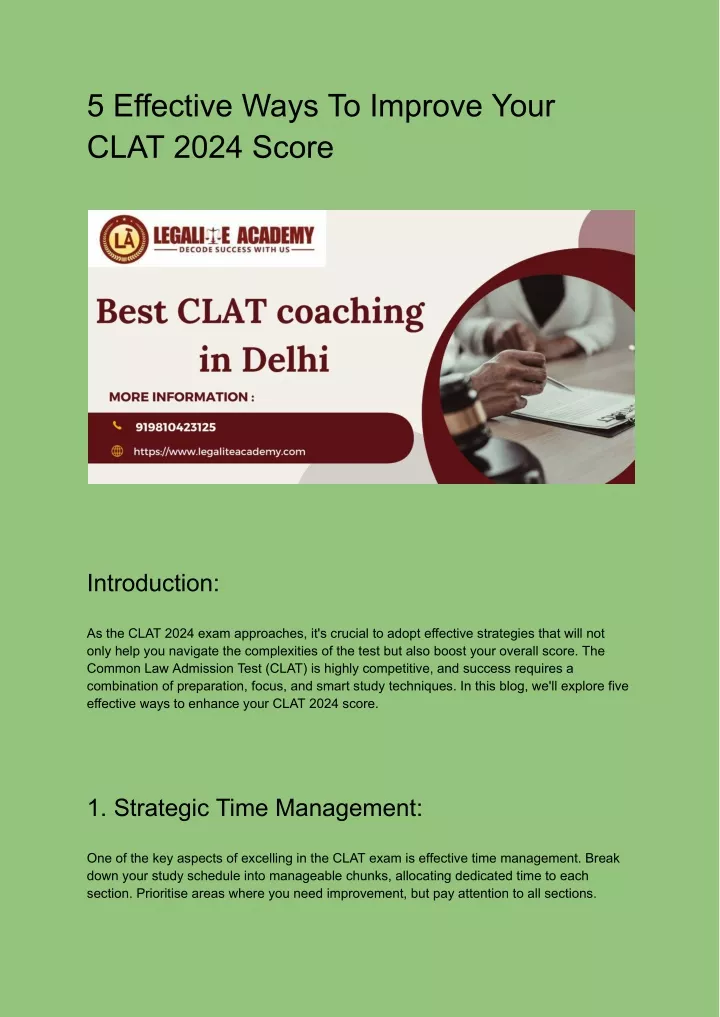 5 effective ways to improve your clat 2024 score