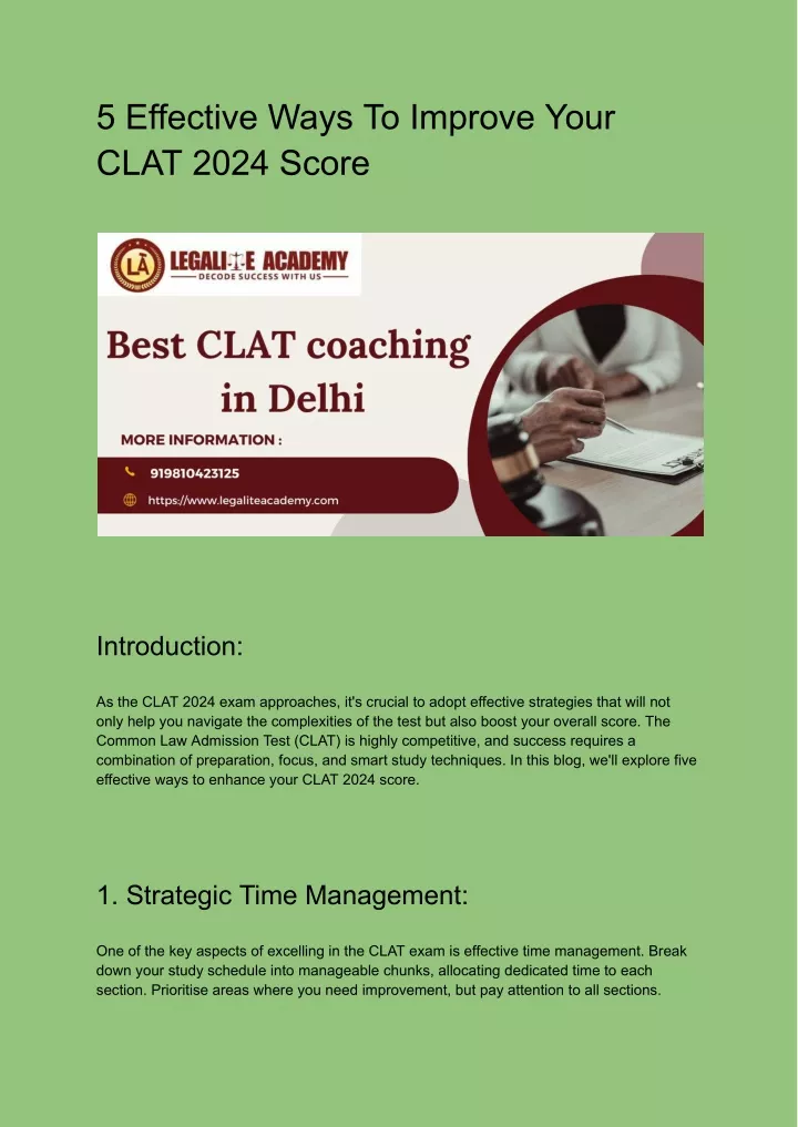 ppt-5-effective-ways-to-improve-your-clat-2024-score-powerpoint