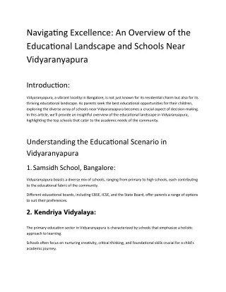 Navigating Excellence: An Overview of the Educational Landscape and Schools Near