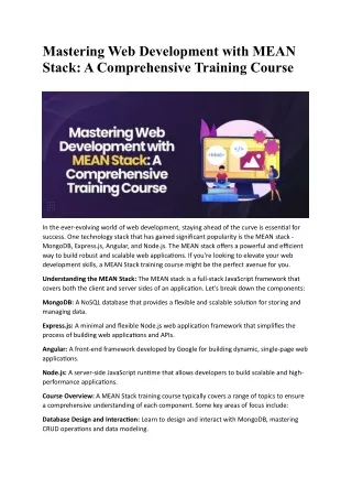 mastering web development with mean stack