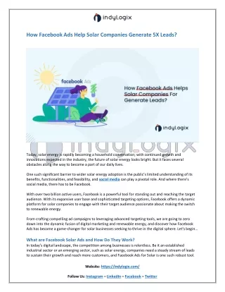 How Facebook Ads Help Solar Companies Generate 5X Leads