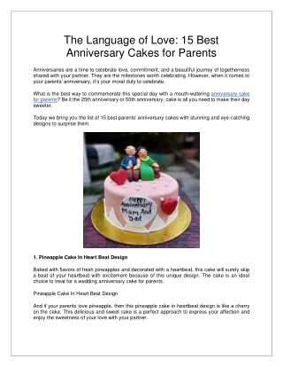 The Language of Love: 15 Best Anniversary Cakes for Parents