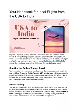 Your Handbook for Ideal Flights from the USA to India