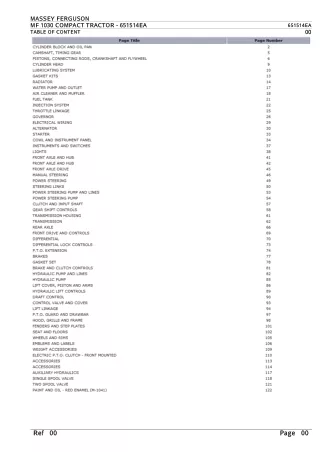 Massey Ferguson MF 1030 COMPACT TRACTOR Parts Catalogue Manual