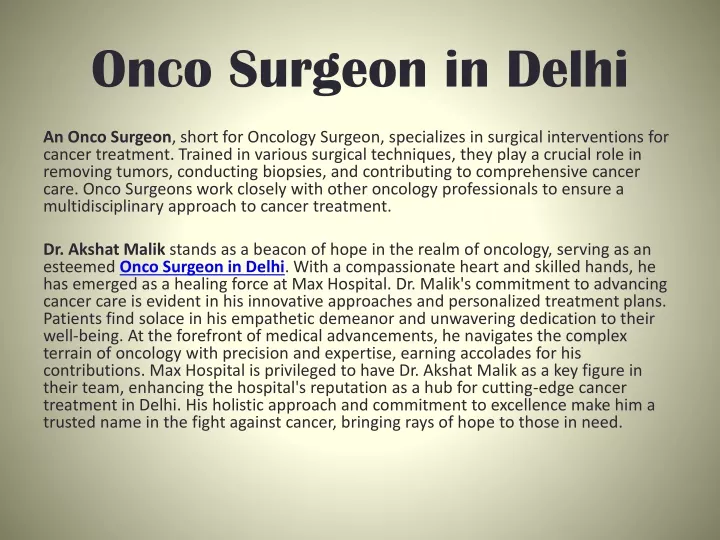 onco surgeon in delhi