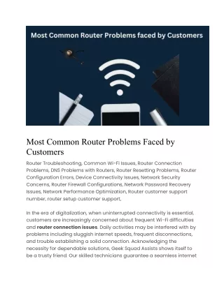 Most Common Router Problems Faced by Customers