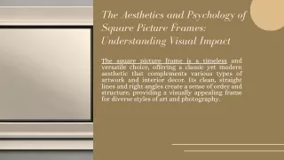 The Aesthetics and Psychology of Square Picture Frames Understanding Visual Impact