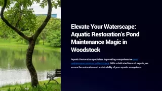 Elevate Your Waterscape Aquatic Restoration's Pond Maintenance Magic in Woodstock