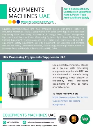 Milk Processing Equipments Suppliers in UAE
