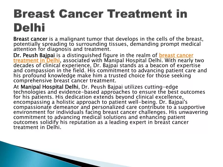 breast cancer treatment in delhi