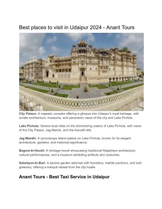 Best places to visit in Udaipur 2024 - Anant Tours