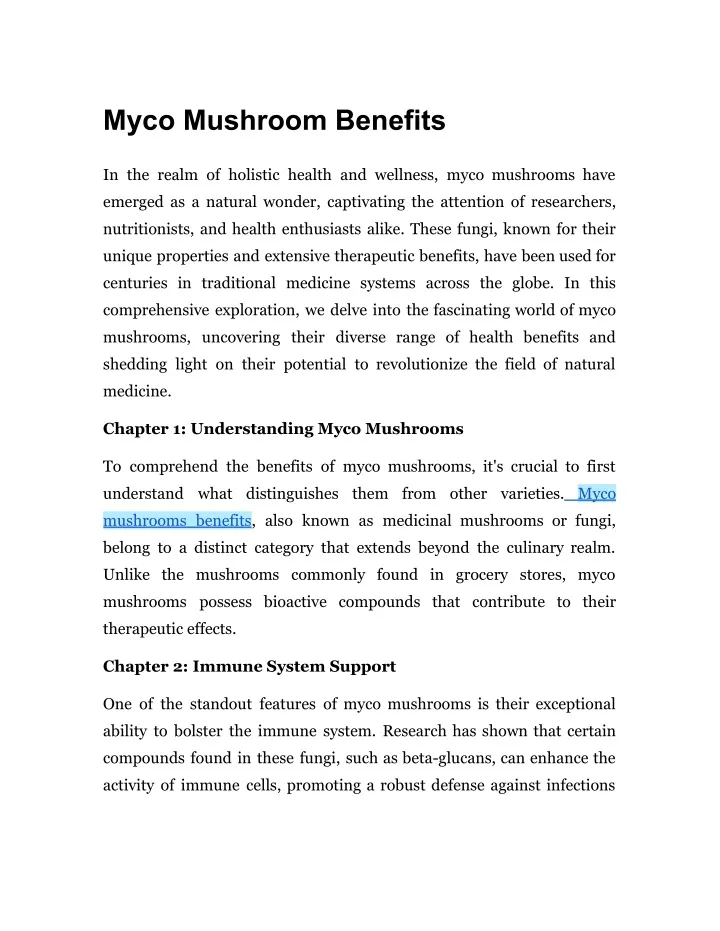 myco mushroom benefits