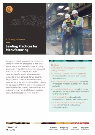 Leading Practices for Manufacturing
