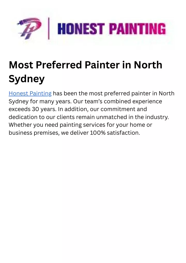 most preferred painter in north sydney