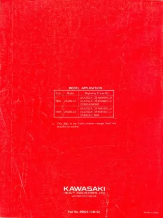 1989 Kawasaki ZX900-A6 Service Repair Manual