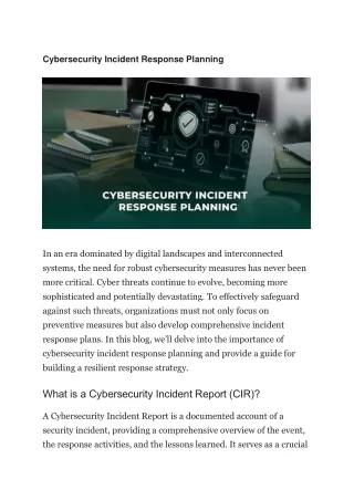 cybersecurity incident response planning