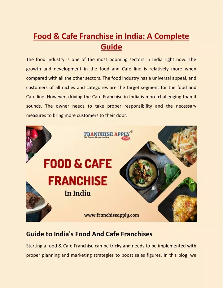 food cafe franchise in india a complete guide