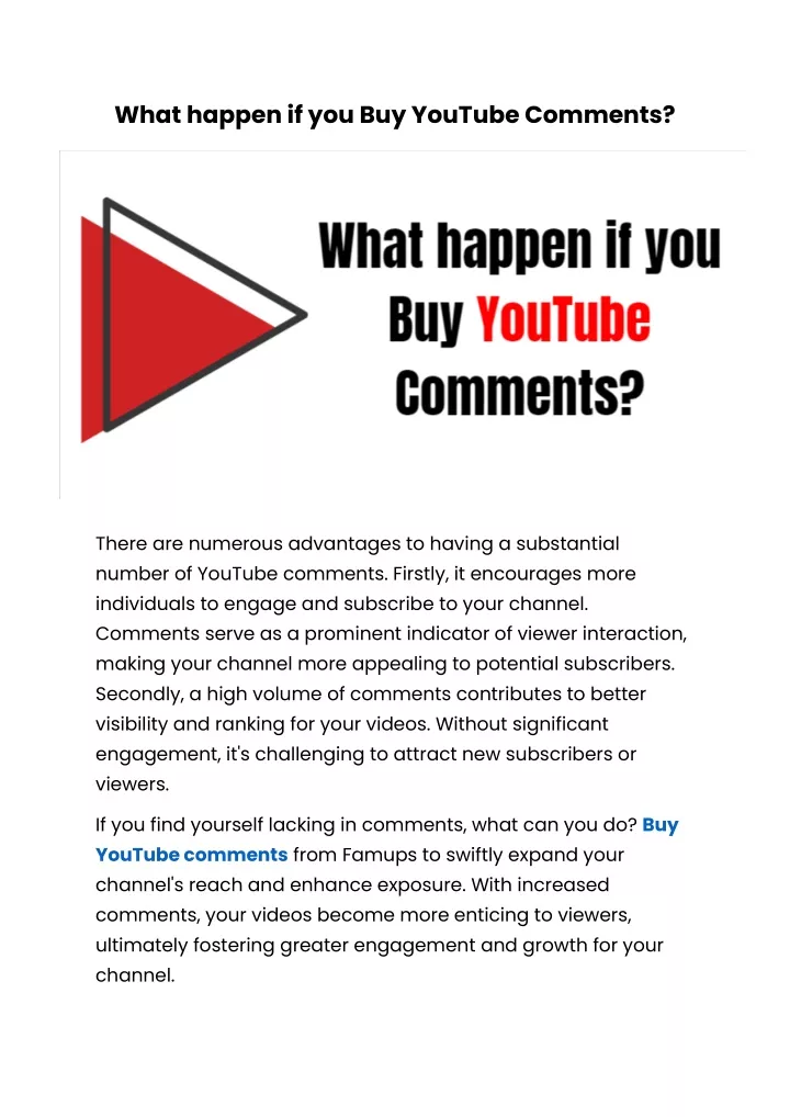 what happen if you buy youtube comments