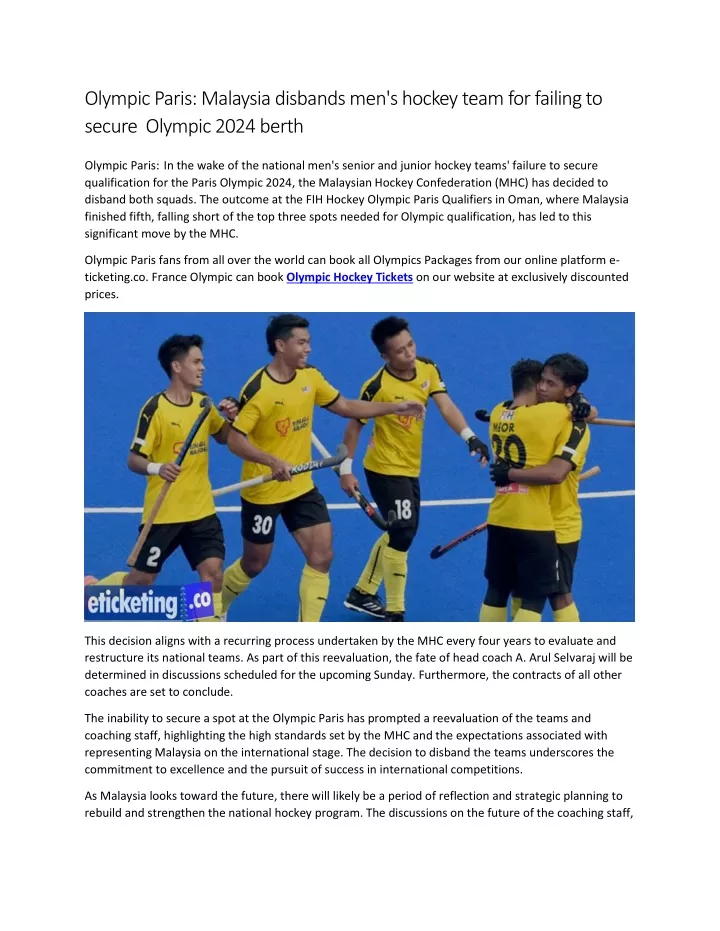 olympic paris malaysia disbands men s hockey team