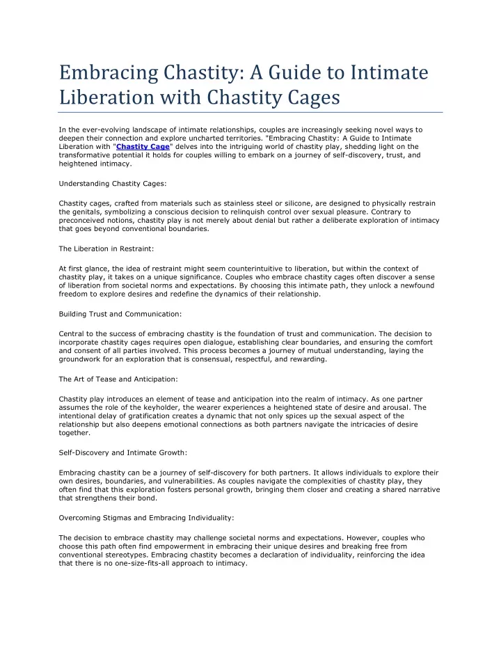 embracing chastity a guide to intimate liberation