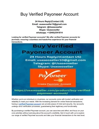 Buy Verified Payoneer Account