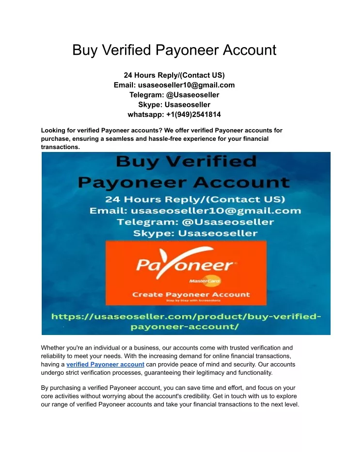 buy verified payoneer account