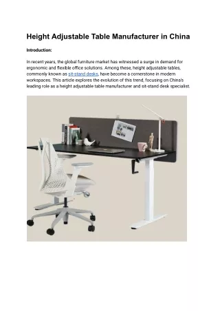 Height Adjustable Table Manufacturer in China