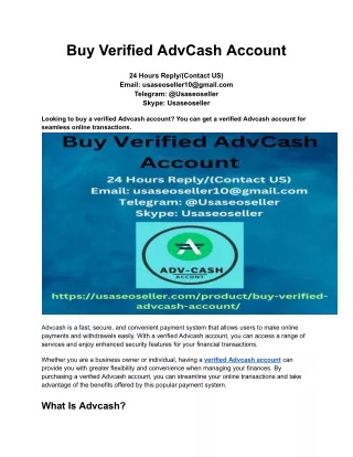 Buy Verified AdvCash Account