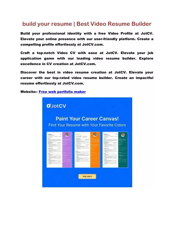 build your resume best video resume builder