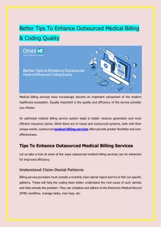 Better Tips To Enhance Outsource Medical Billing & Coding Quality