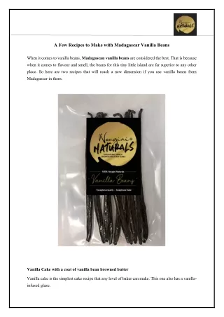 A Few Recipes to Make with Madagascar Vanilla Beans