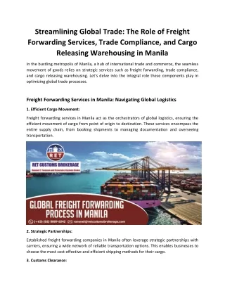 Streamlining Global Trade: The Role of Freight  Forwarding Services, Trade Compl