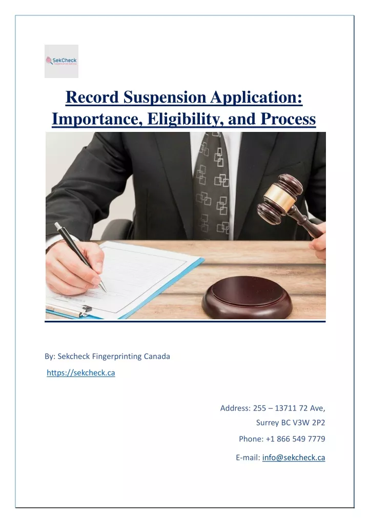 record suspension application importance