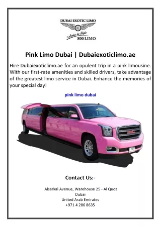 Pink Limo Dubai  Dubaiexoticlimo.ae