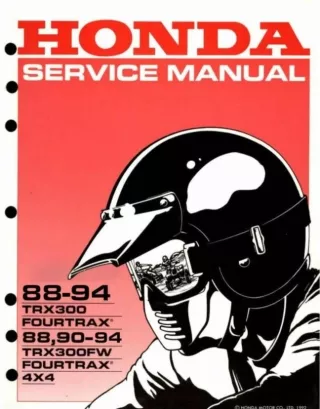 1991 Honda TRX300 TRX300FW Fourtrax Service Repair Manual