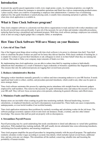 How Time Clock Software Will save Cash for Your small business