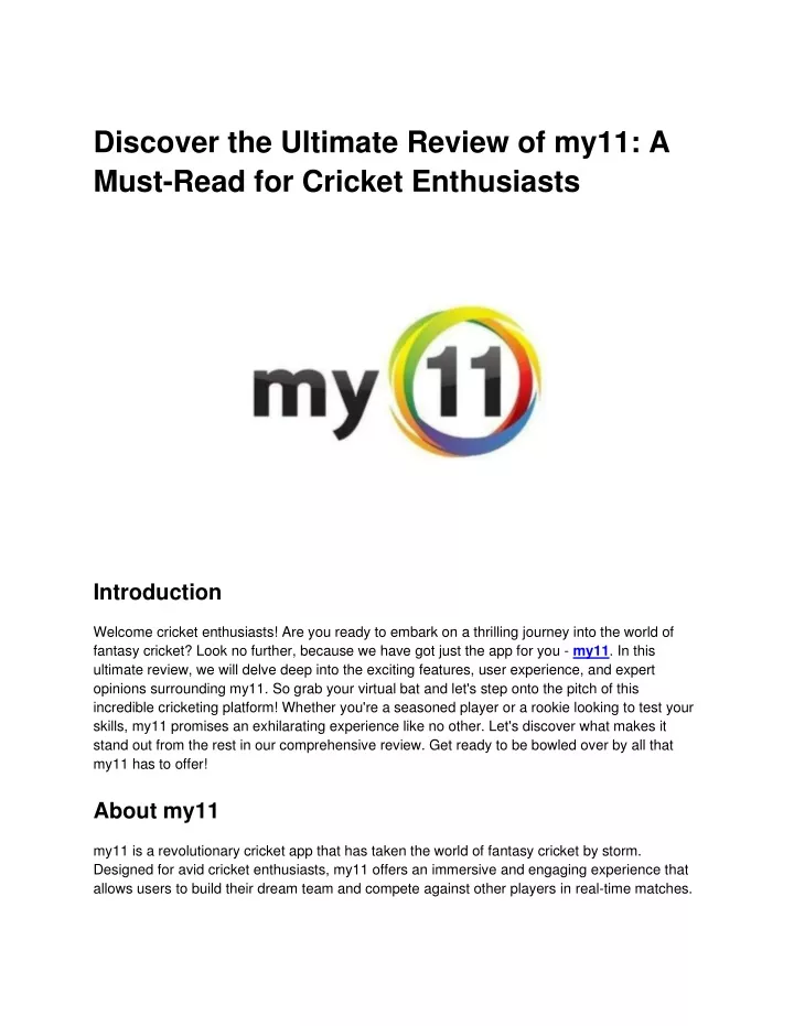 discover the ultimate review of my11 a must read
