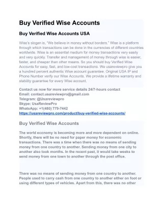 Buy Verified Wise Accounts