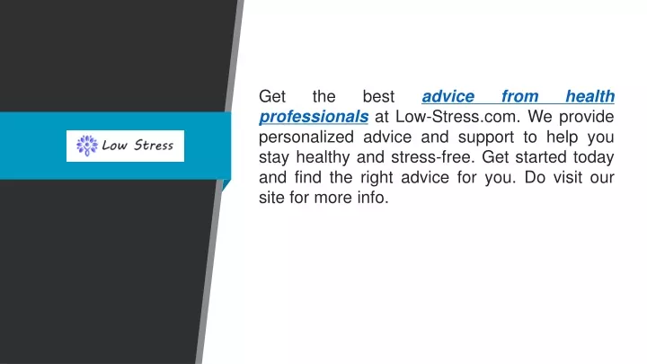 get the best advice from health professionals