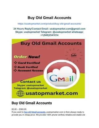 Buy Old Gmail Accounts