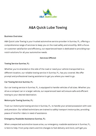 a a quick lube towing