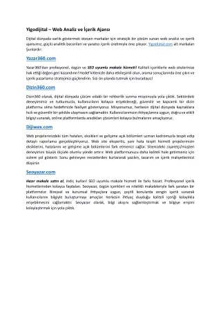 yigodijital web analiz ve erik ajans