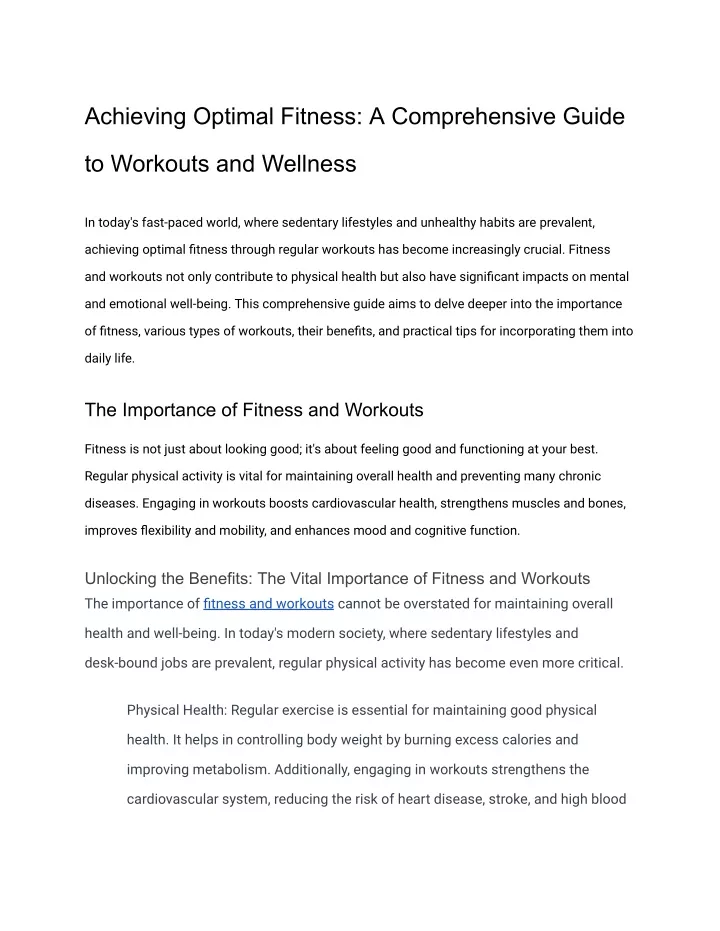 achieving optimal fitness a comprehensive guide