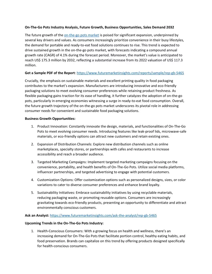 on the go pots industry analysis future growth